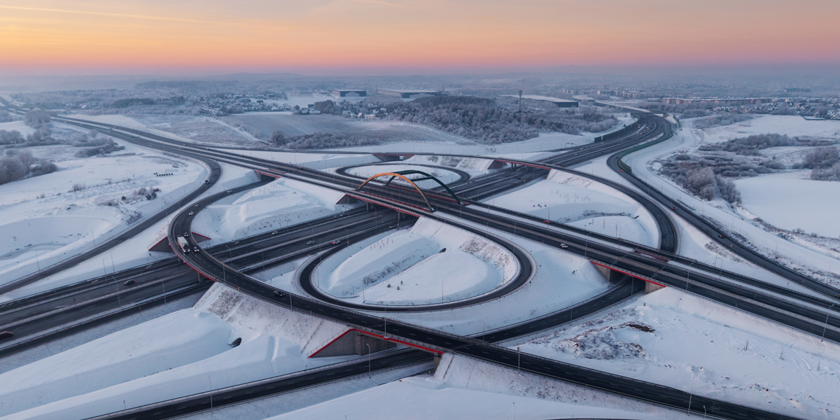 Winter driving in Poland and highways travel