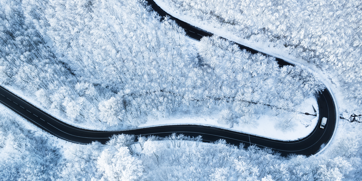 Snowy landscape and traffic regulations in Slovakia