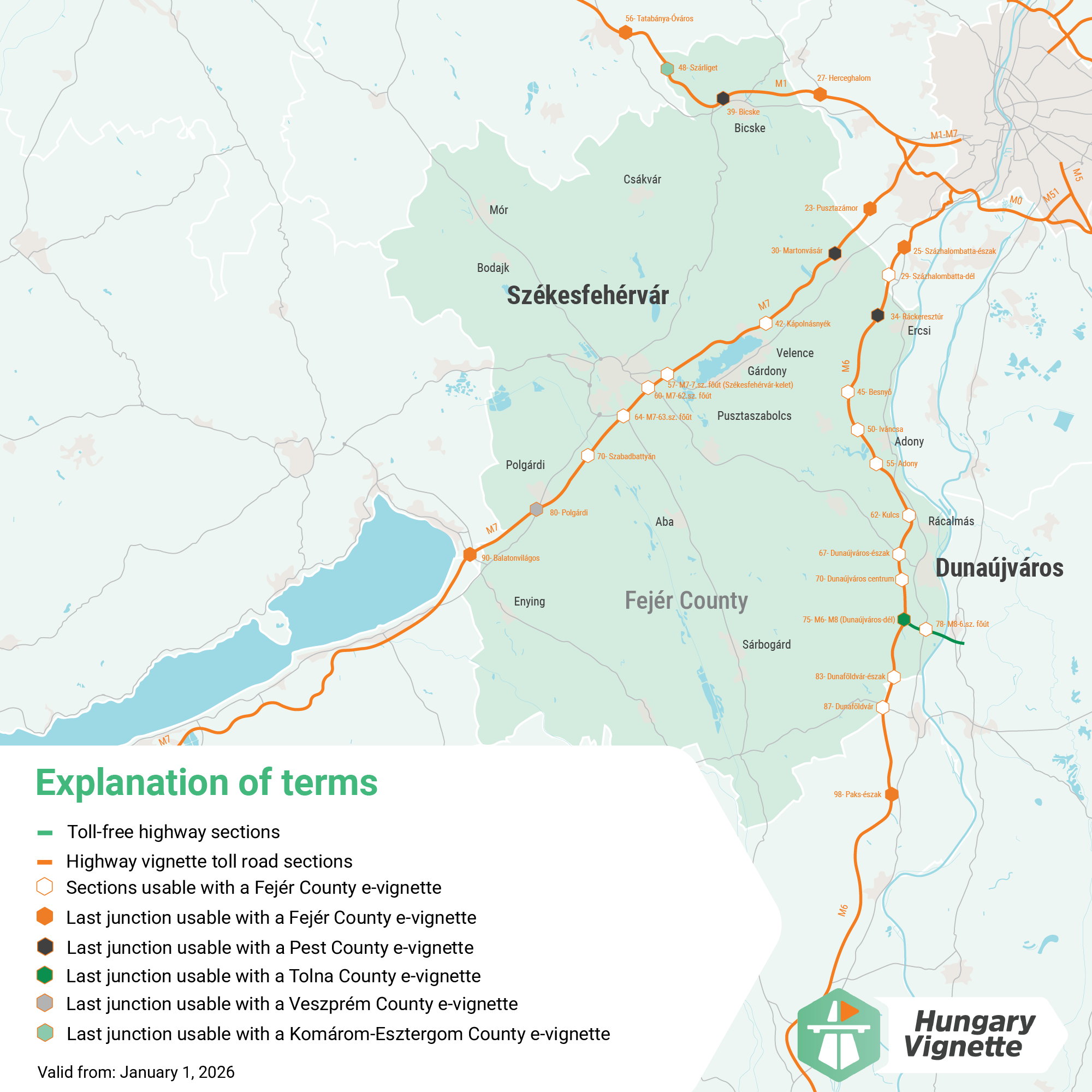 Fejér county vignette map